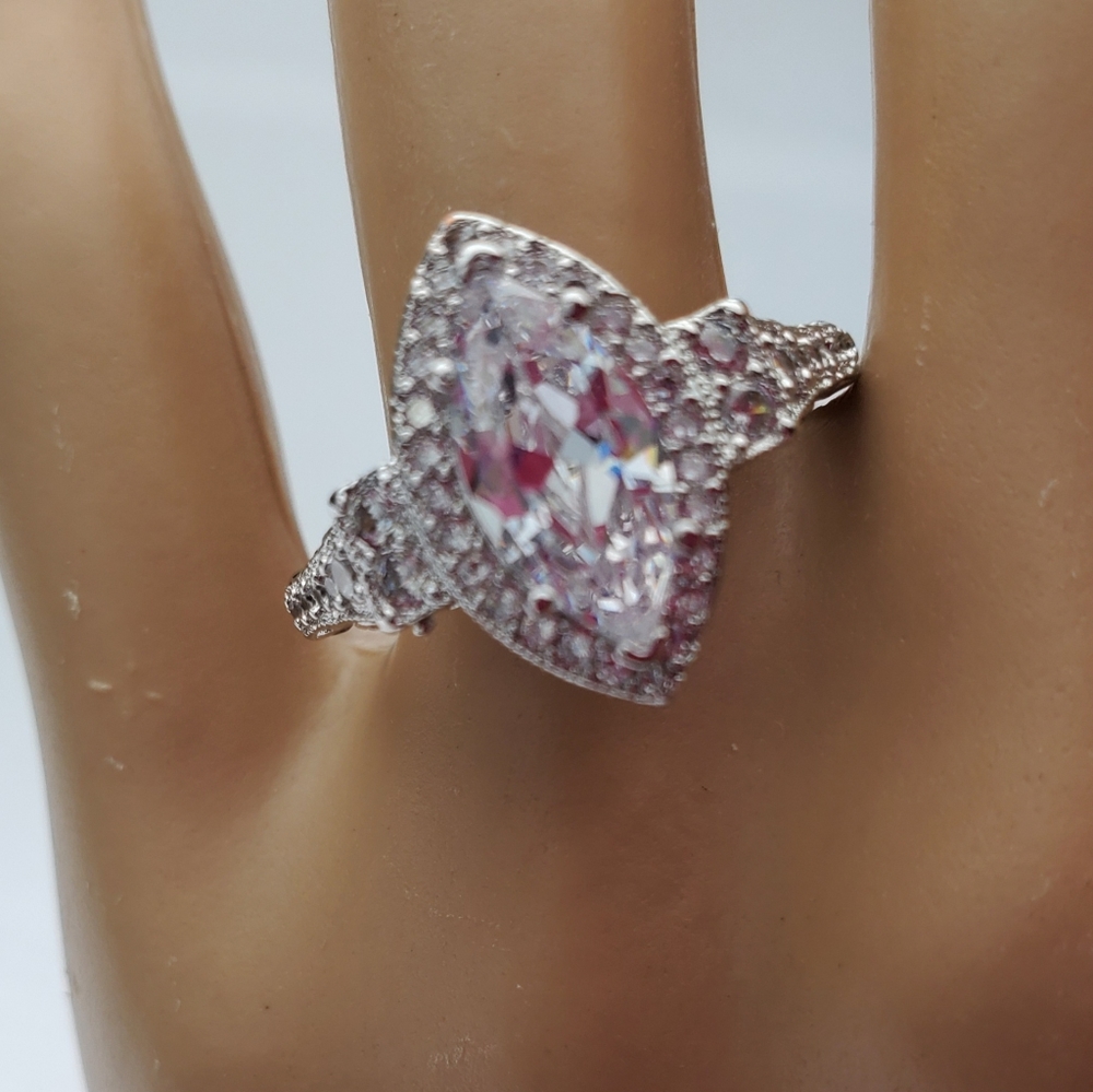 925 Silver Plated vintage Style Cocktail Ring - Picture 5 of 8